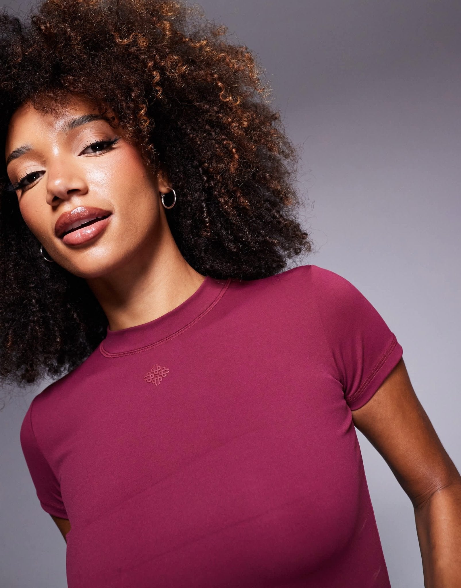 The Couture Club co - ord sculpting stretch emblem baby tee in burgundy - ASOS Sample Sale EU Store