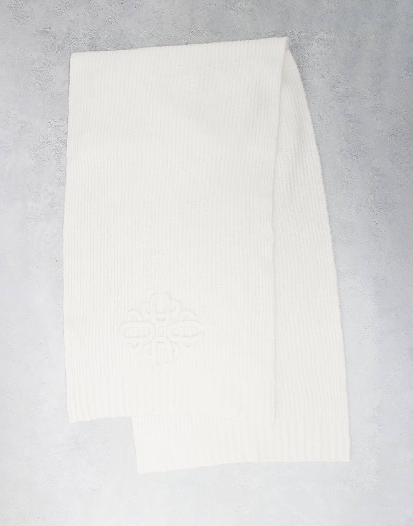 The Couture Club emblem knitted scarf in off white - ASOS Sample Sale EU Store
