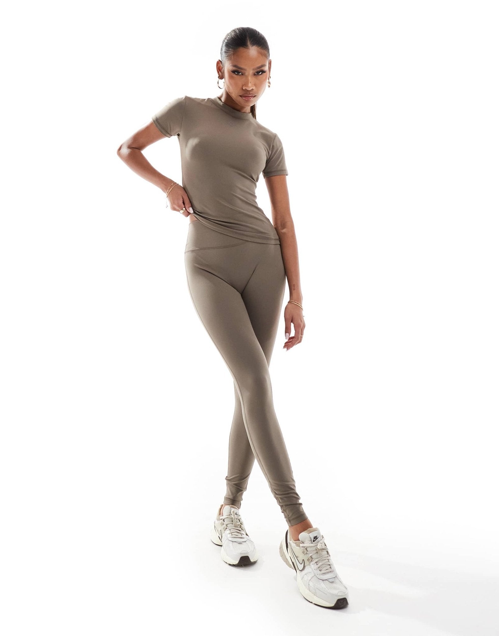 The Couture Club emblem soft touch leggings in brown - ASOS Sample Sale EU Store