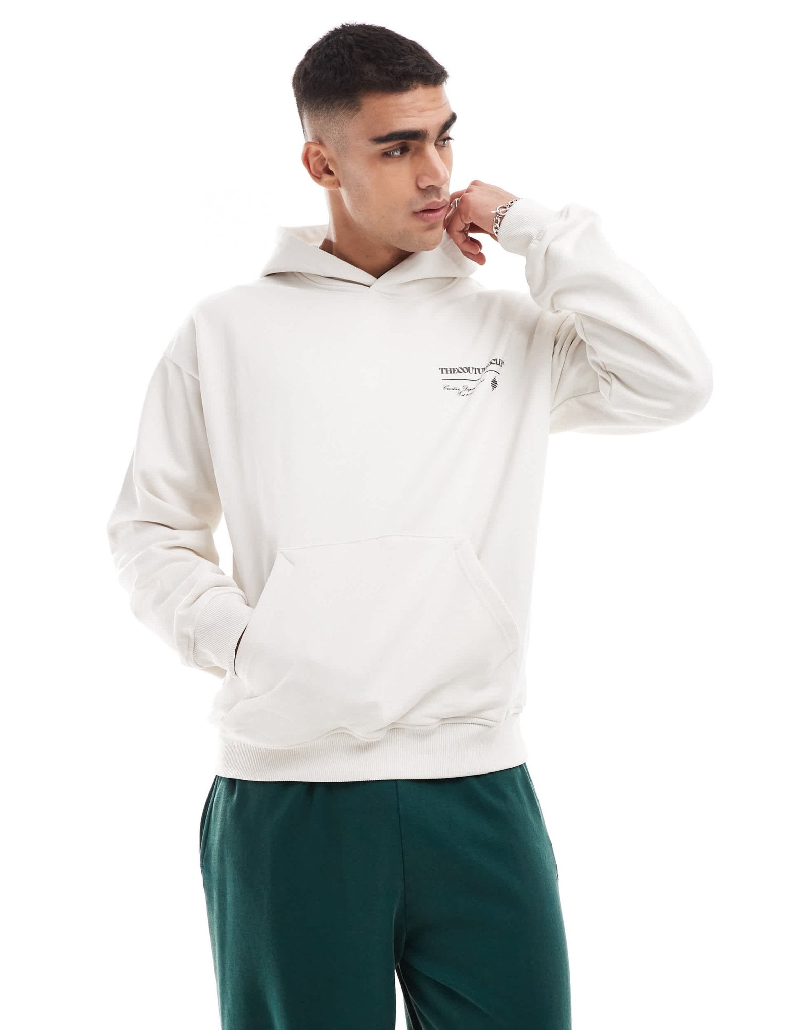 The Couture Club script multi graphic hoodie in off white - ASOS Sample Sale EU Store