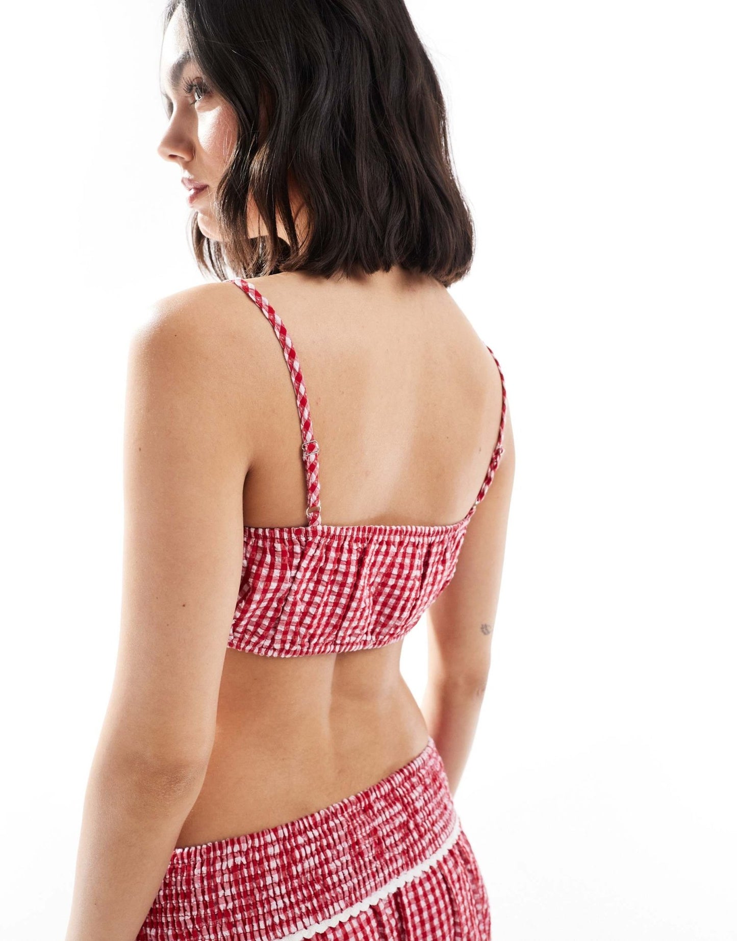 The Frolic exclusive cropped square neck cami bubble top co - ord in red gingham - ASOS Sample Sale EU Store