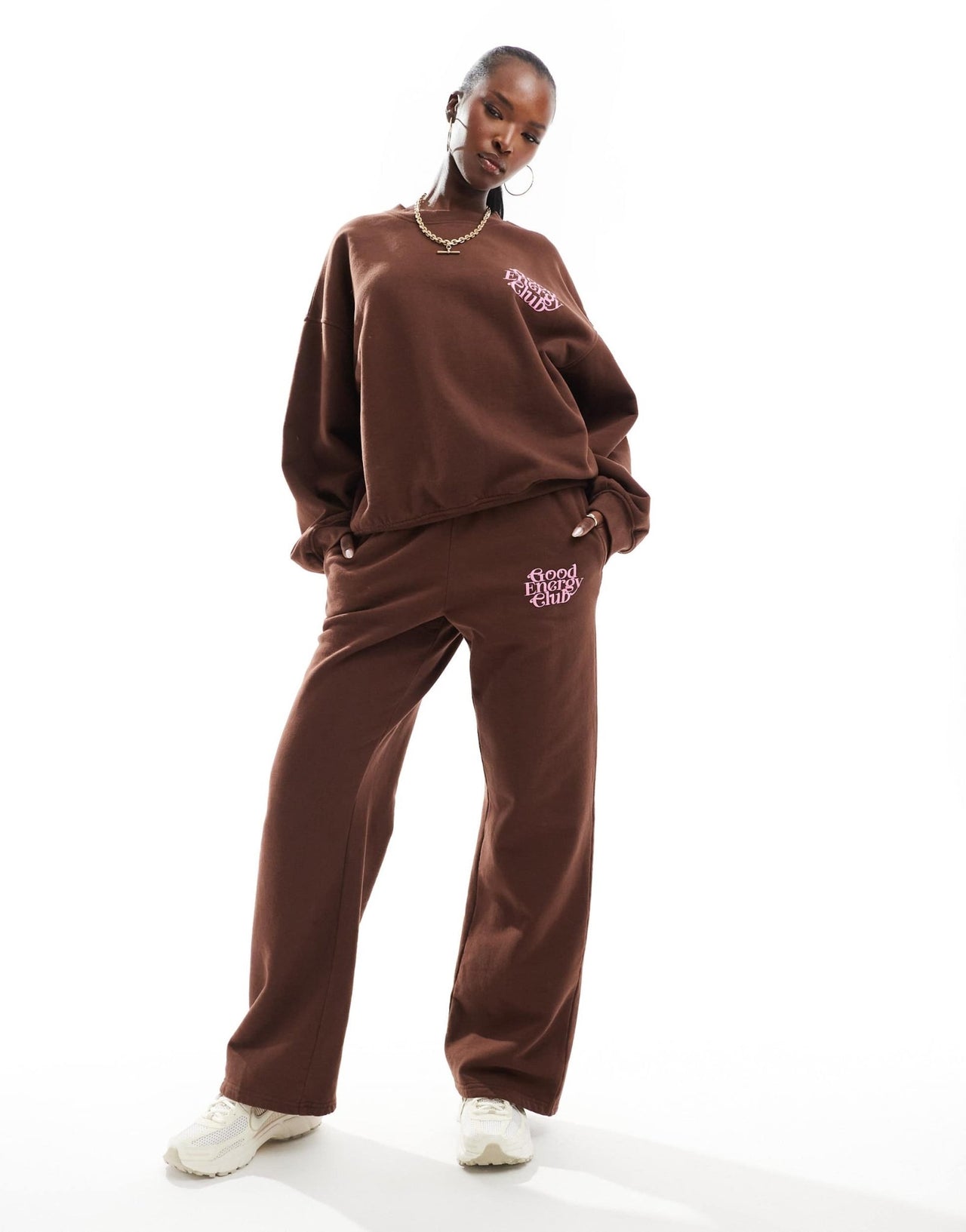 The Frolic exclusive Good Energy Club wide leg joggers co - ord in brown - ASOS Sample Sale EU Store