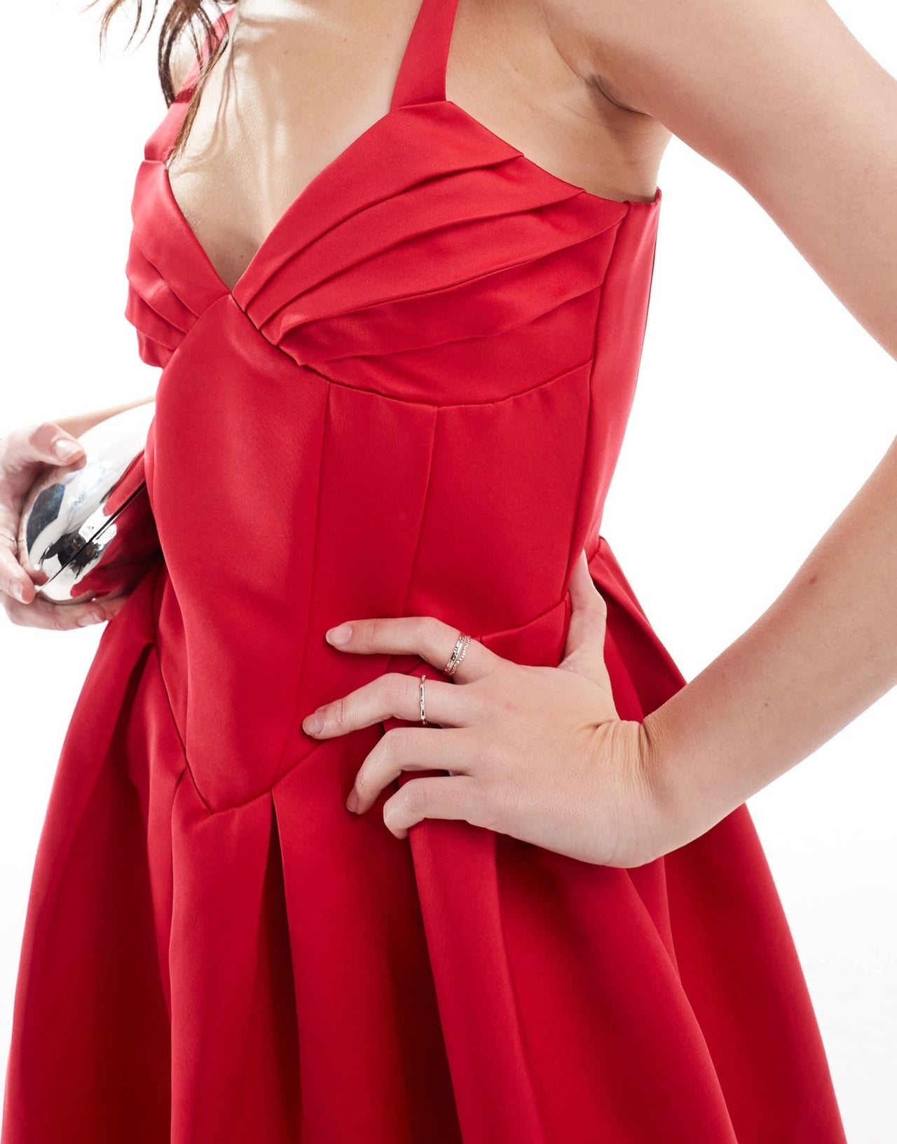 The Frolic exclusive heavy satin cami corset maxi dress in red - ASOS Sample Sale EU Store