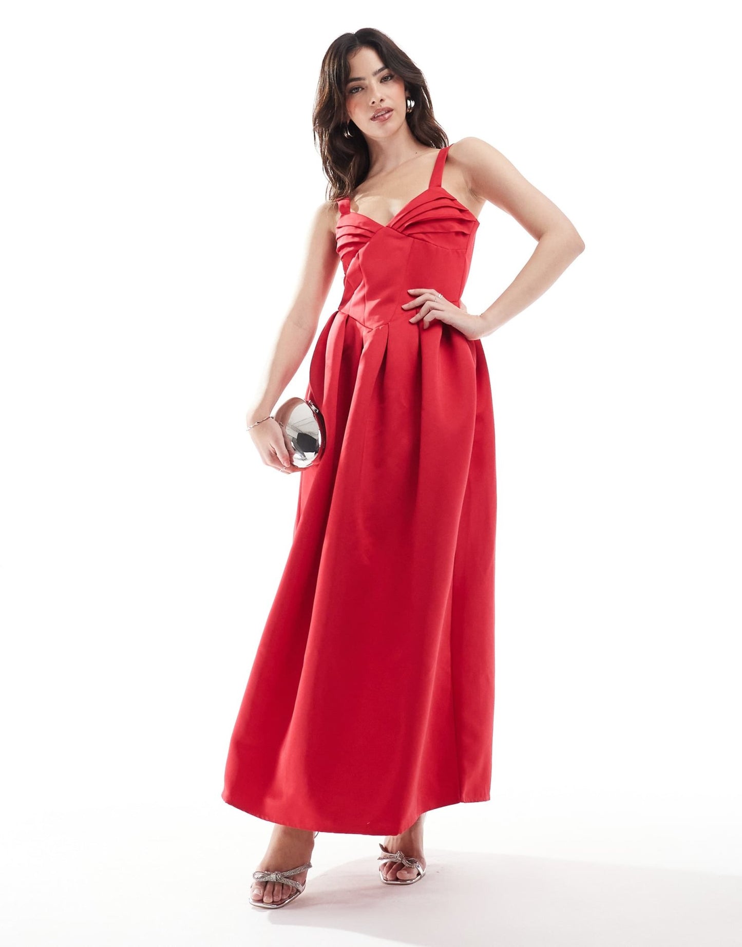 The Frolic exclusive heavy satin cami corset maxi dress in red - ASOS Sample Sale EU Store