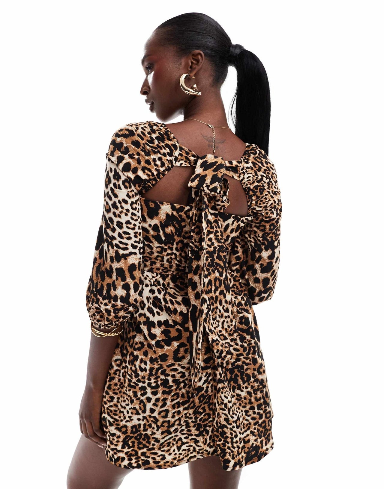 The Frolic exclusive tie back mini skater dress in leopard - ASOS Sample Sale EU Store