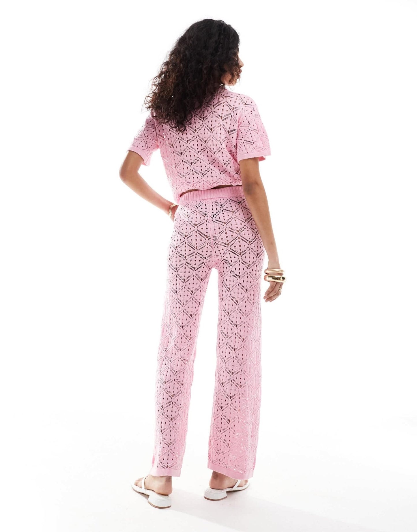 The Frolic hibiscus crochet wide leg beach trouser co - ord in bubblegum pink - ASOS Sample Sale EU Store