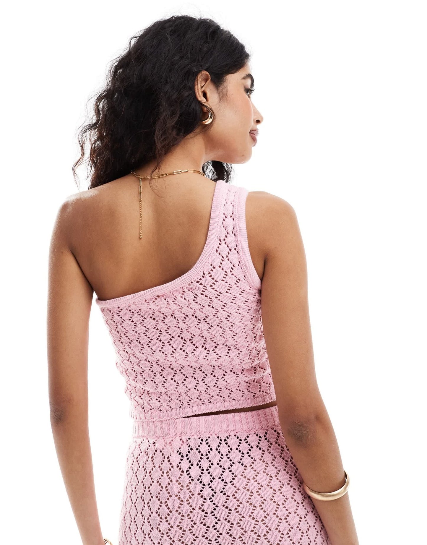 The Frolic kristen one shoulder knit beach crop top co - ord in pastel pink - ASOS Sample Sale EU Store