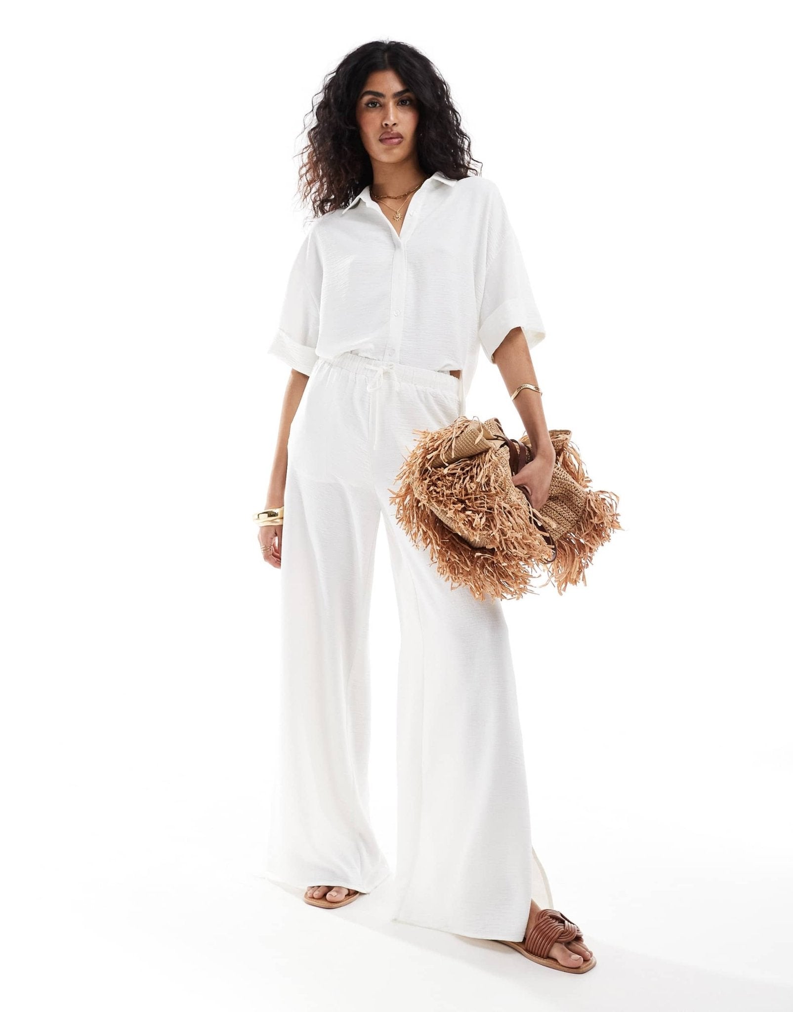 The Frolic vanora relaxed beach trouser co - ord in white - ASOS Sample Sale EU Store