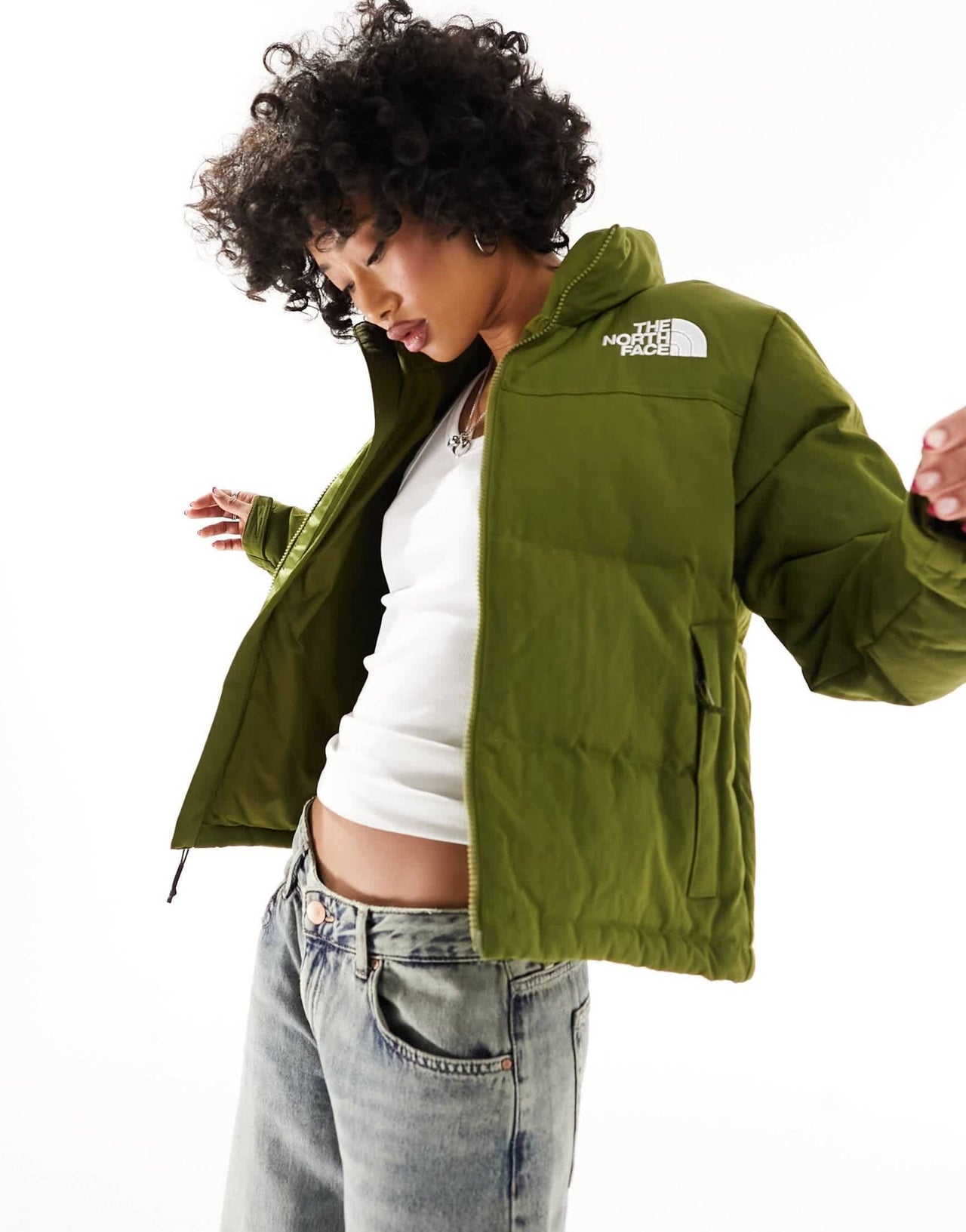 The North Face 92 Nuptse Ripstop puffer jacket in olive - ASOS Sample Sale EU Store