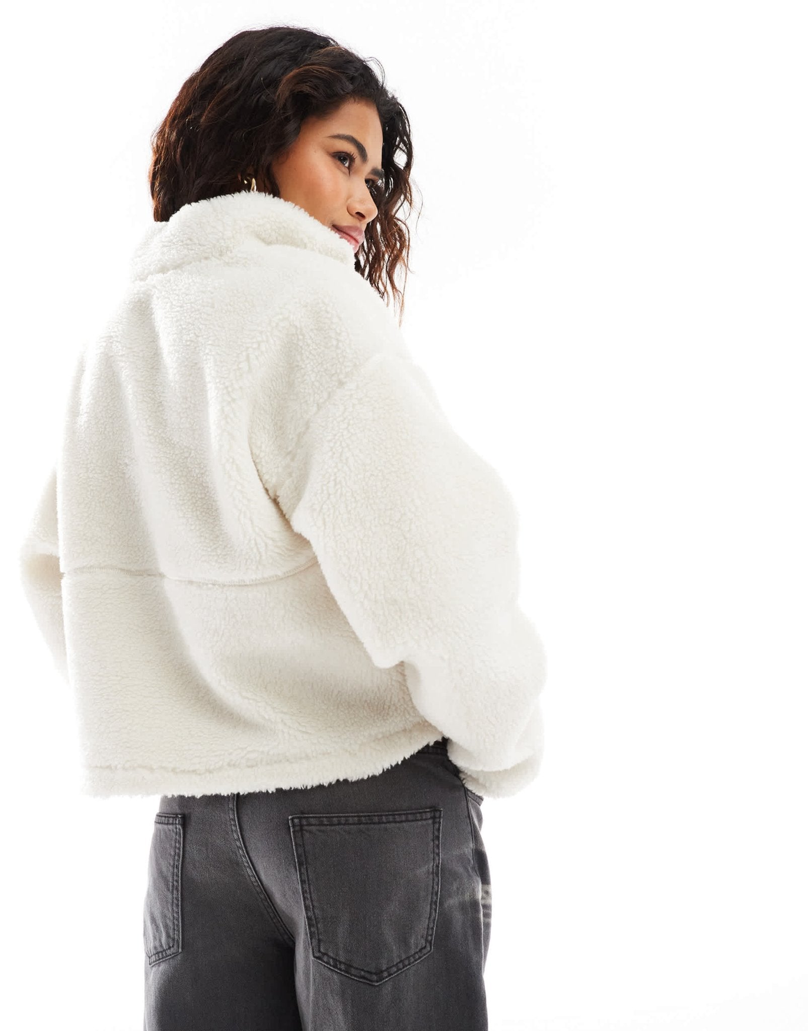 The North Face Extreme borg quarter zip logo pocket fleece in off white - ASOS Sample Sale EU Store
