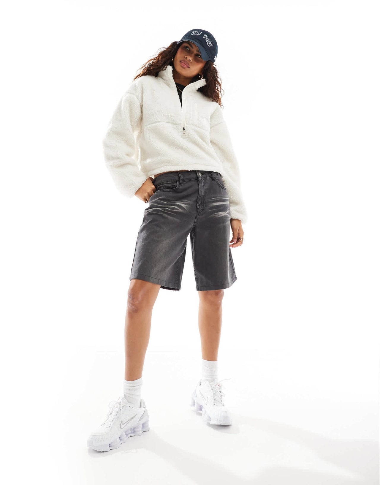 The North Face Extreme borg quarter zip logo pocket fleece in off white - ASOS Sample Sale EU Store