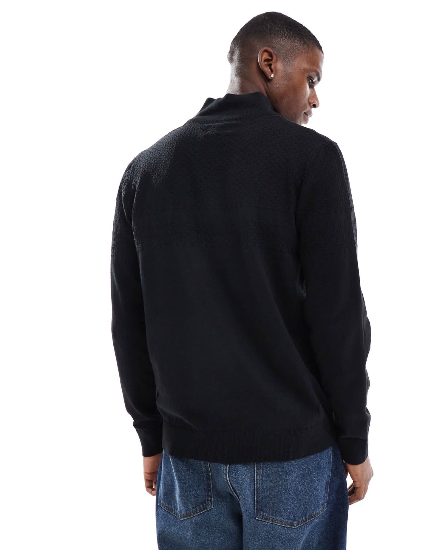 Threadbare 1/4 zip jumper in black - ASOS Sample Sale EU Store