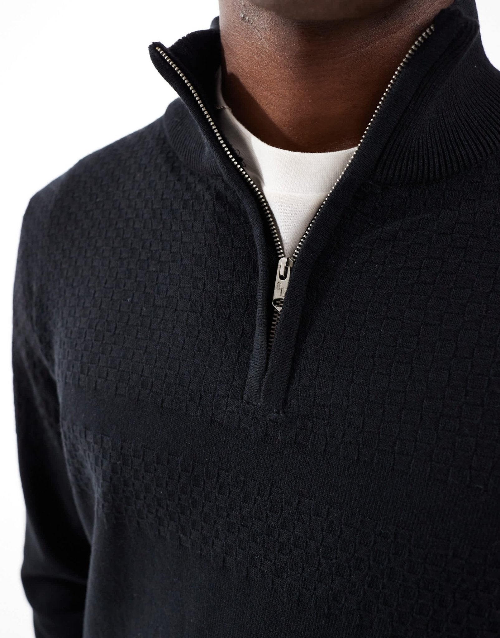 Threadbare 1/4 zip jumper in black - ASOS Sample Sale EU Store