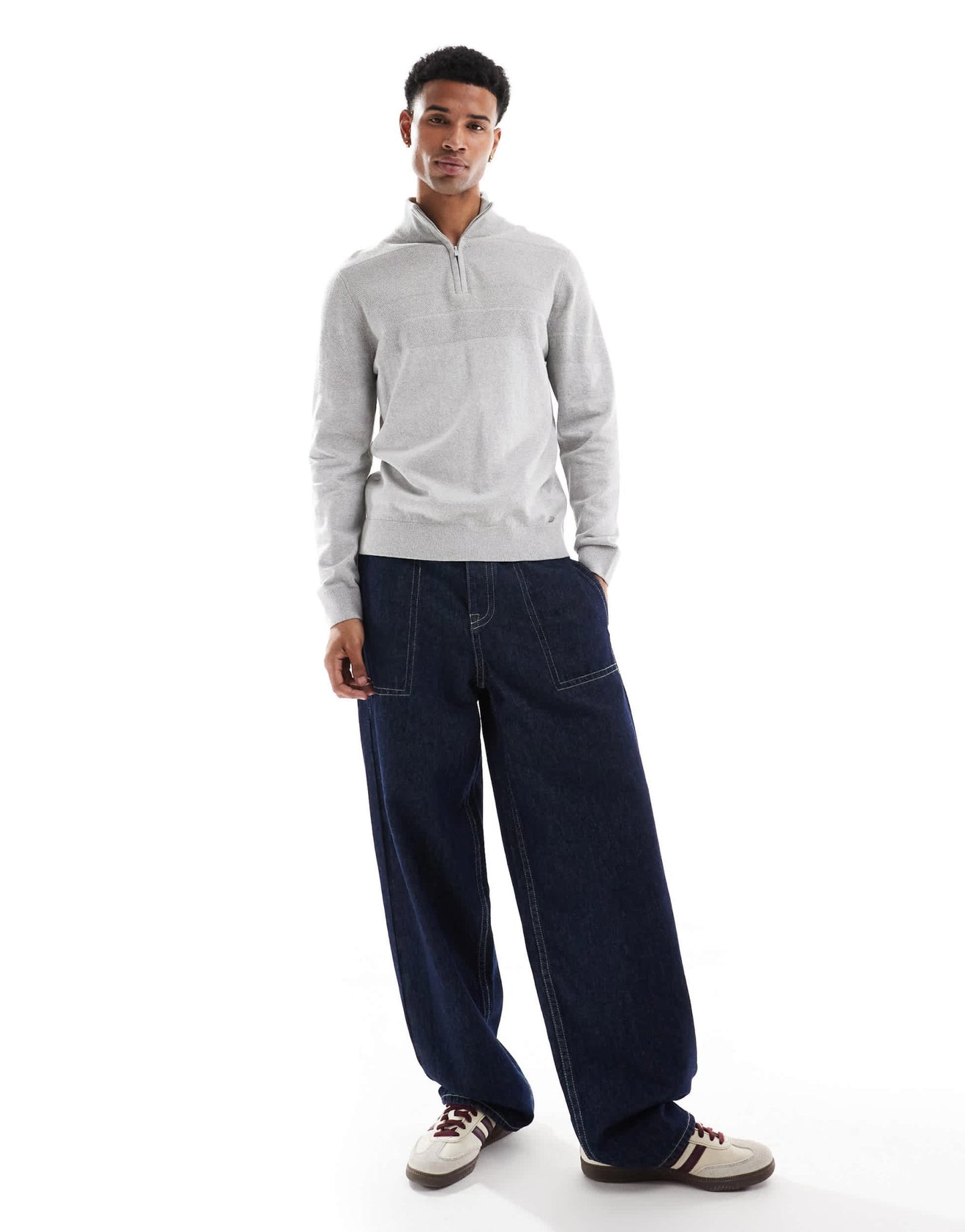 Threadbare 1/4 zip jumper in grey marl - ASOS Sample Sale EU Store