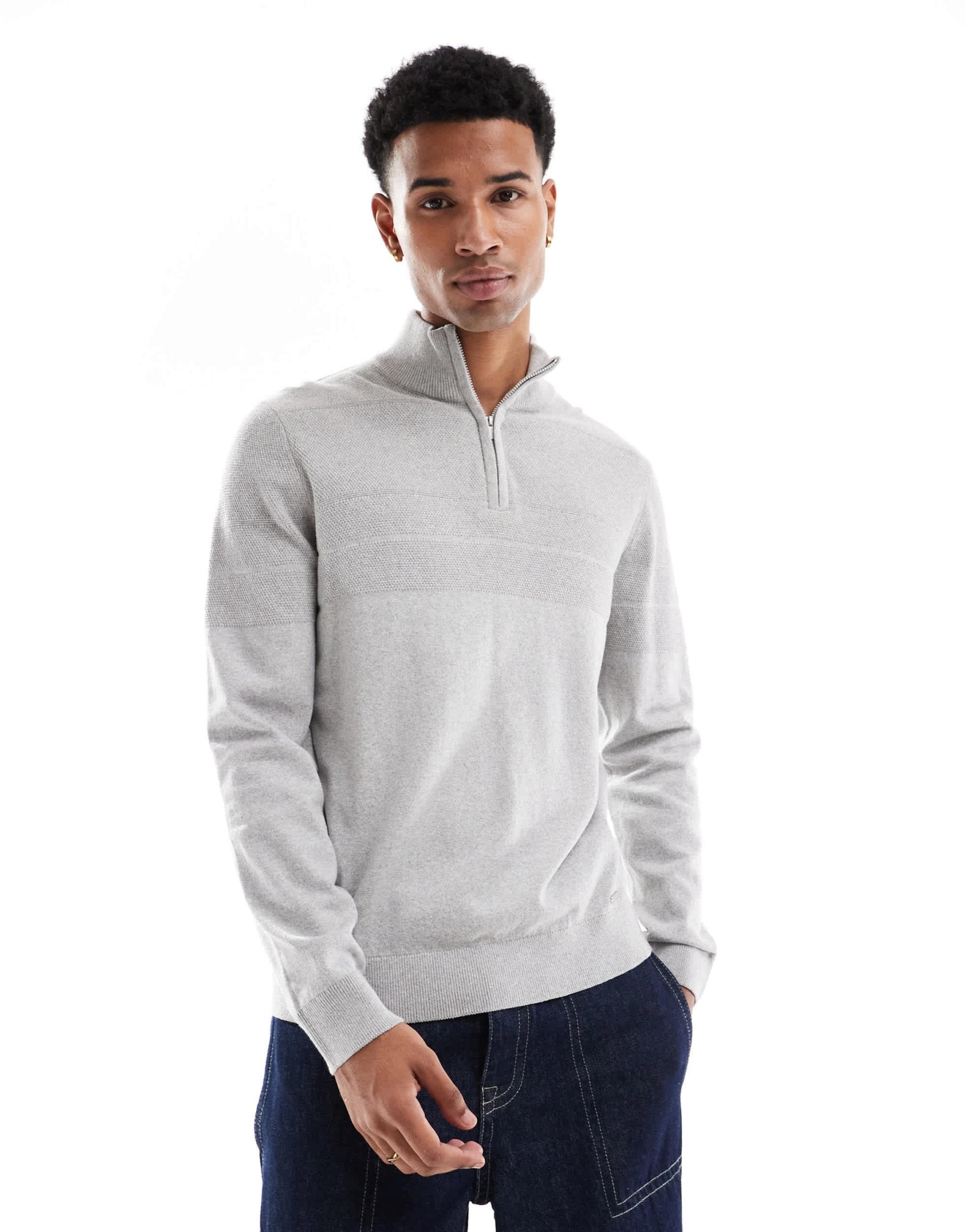 Threadbare 1/4 zip jumper in grey marl - ASOS Sample Sale EU Store