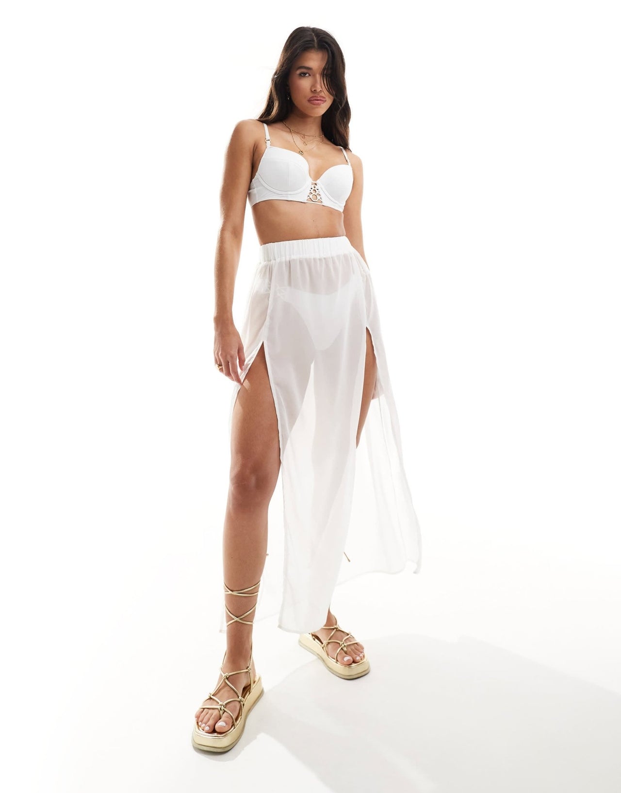 Threadbare beach maxi skirt in white - ASOS Sample Sale EU Store