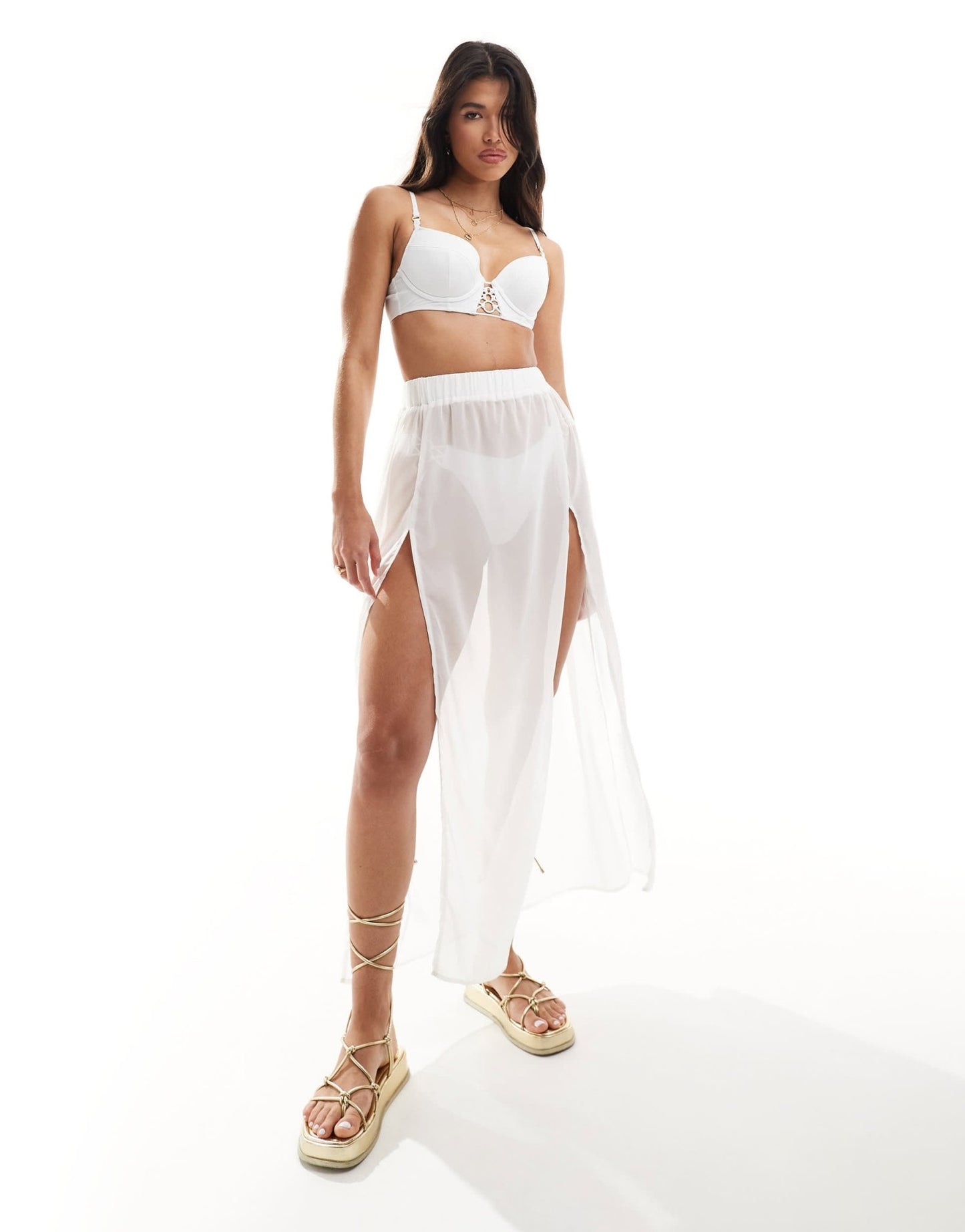 Threadbare beach maxi skirt in white - ASOS Sample Sale EU Store