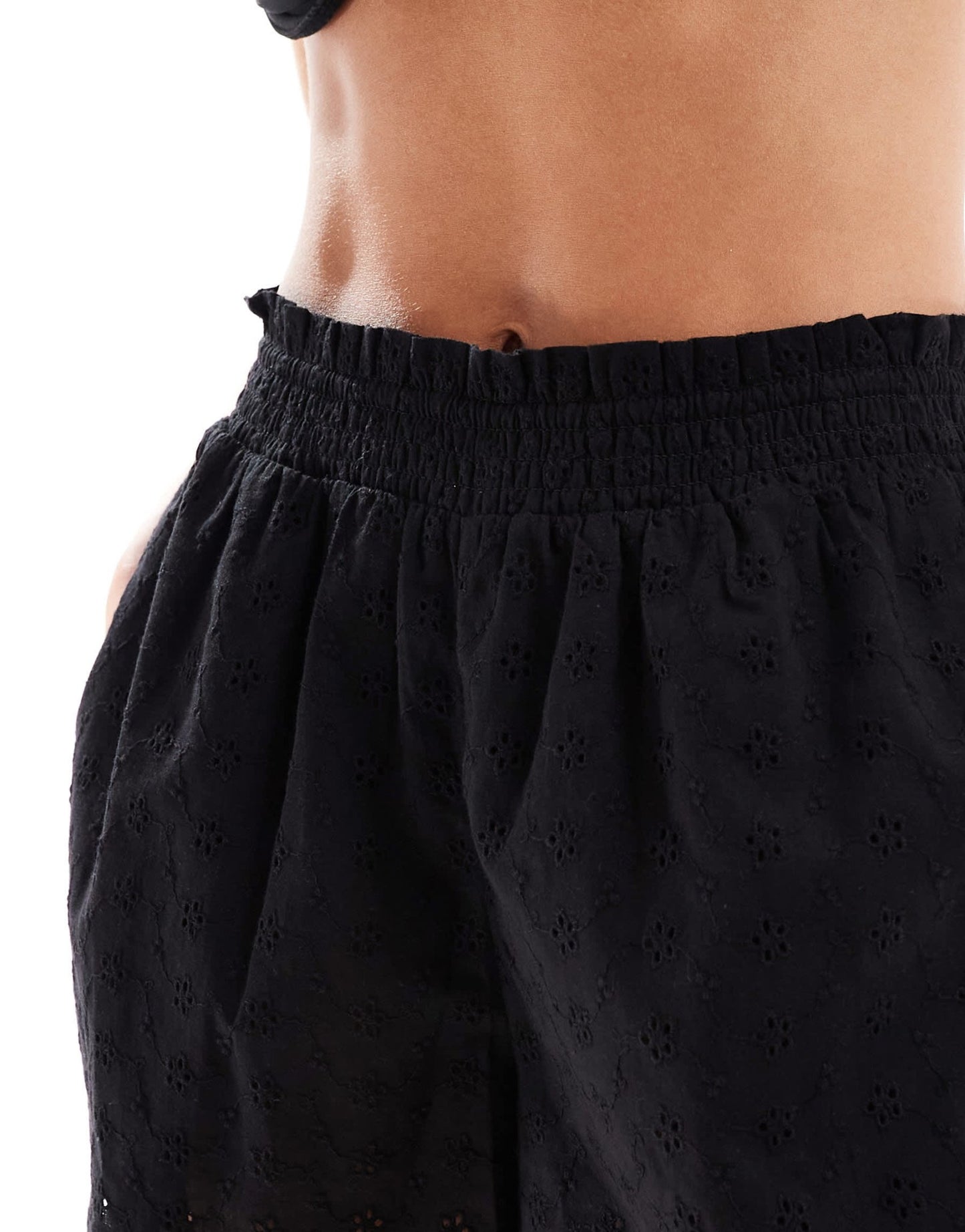 Threadbare broderie shorts in black - ASOS Sample Sale EU Store