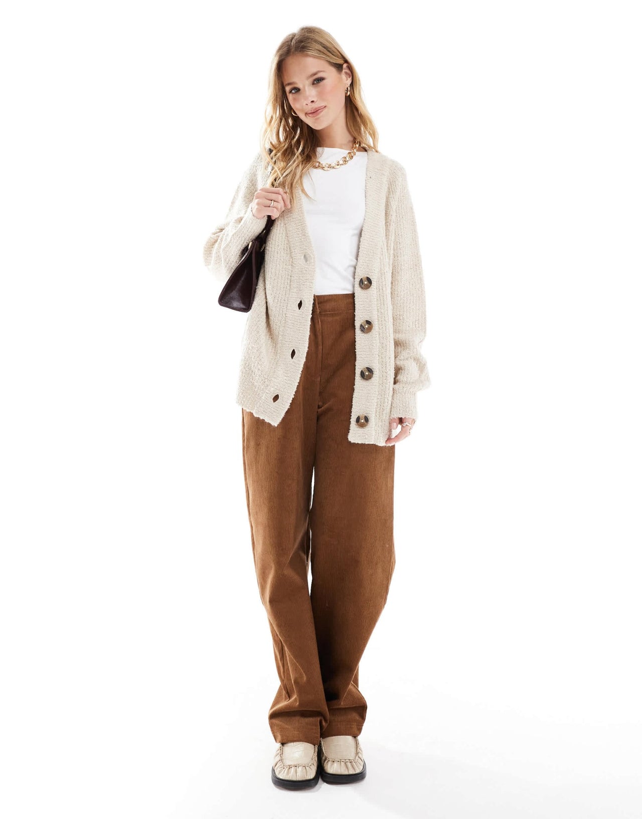 Threadbare brushed cardigan in cream - ASOS Sample Sale EU Store
