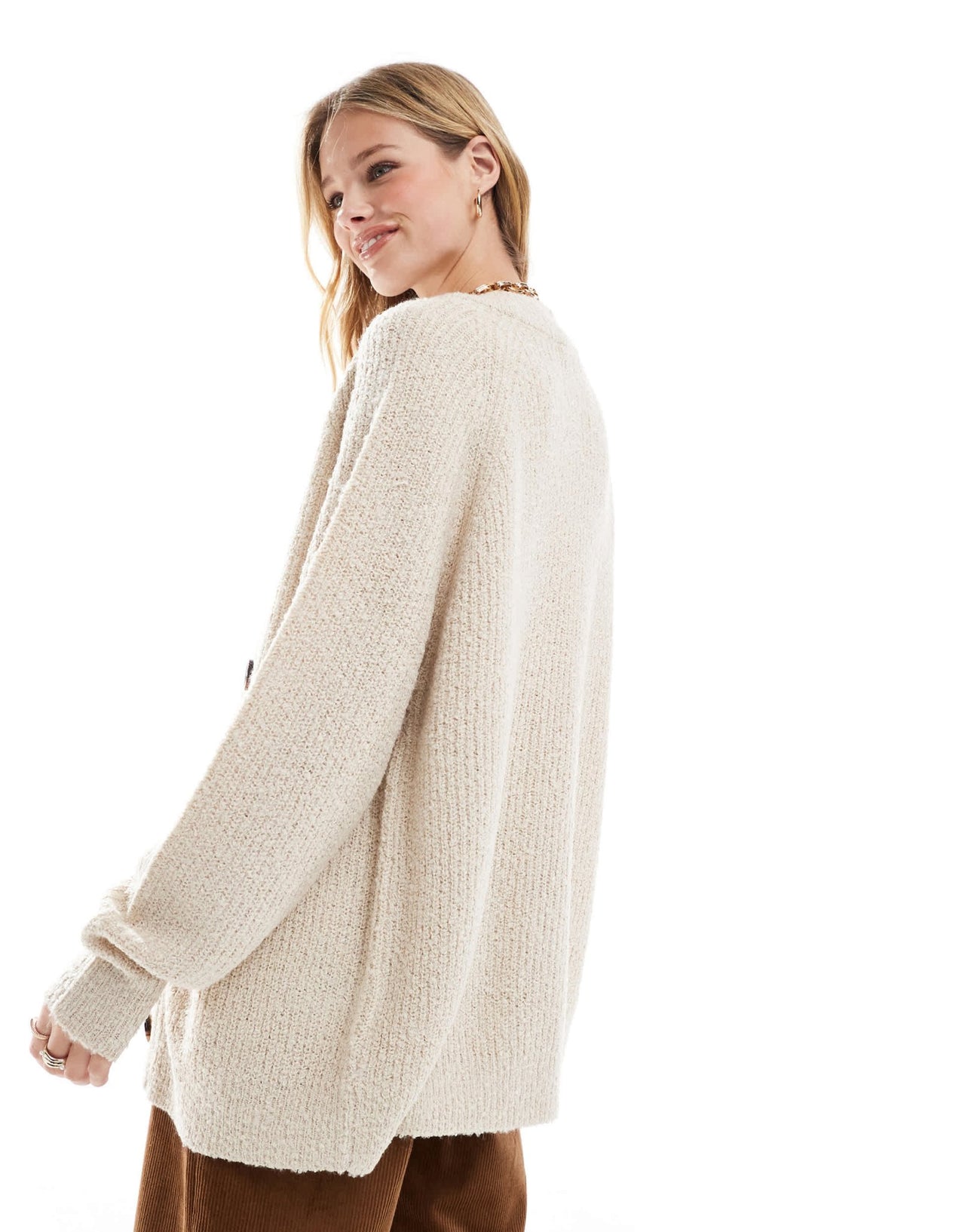 Threadbare brushed cardigan in cream - ASOS Sample Sale EU Store