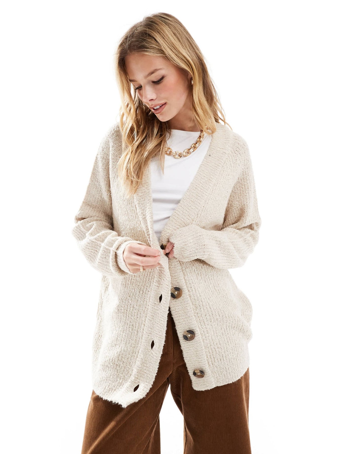 Threadbare brushed cardigan in cream - ASOS Sample Sale EU Store
