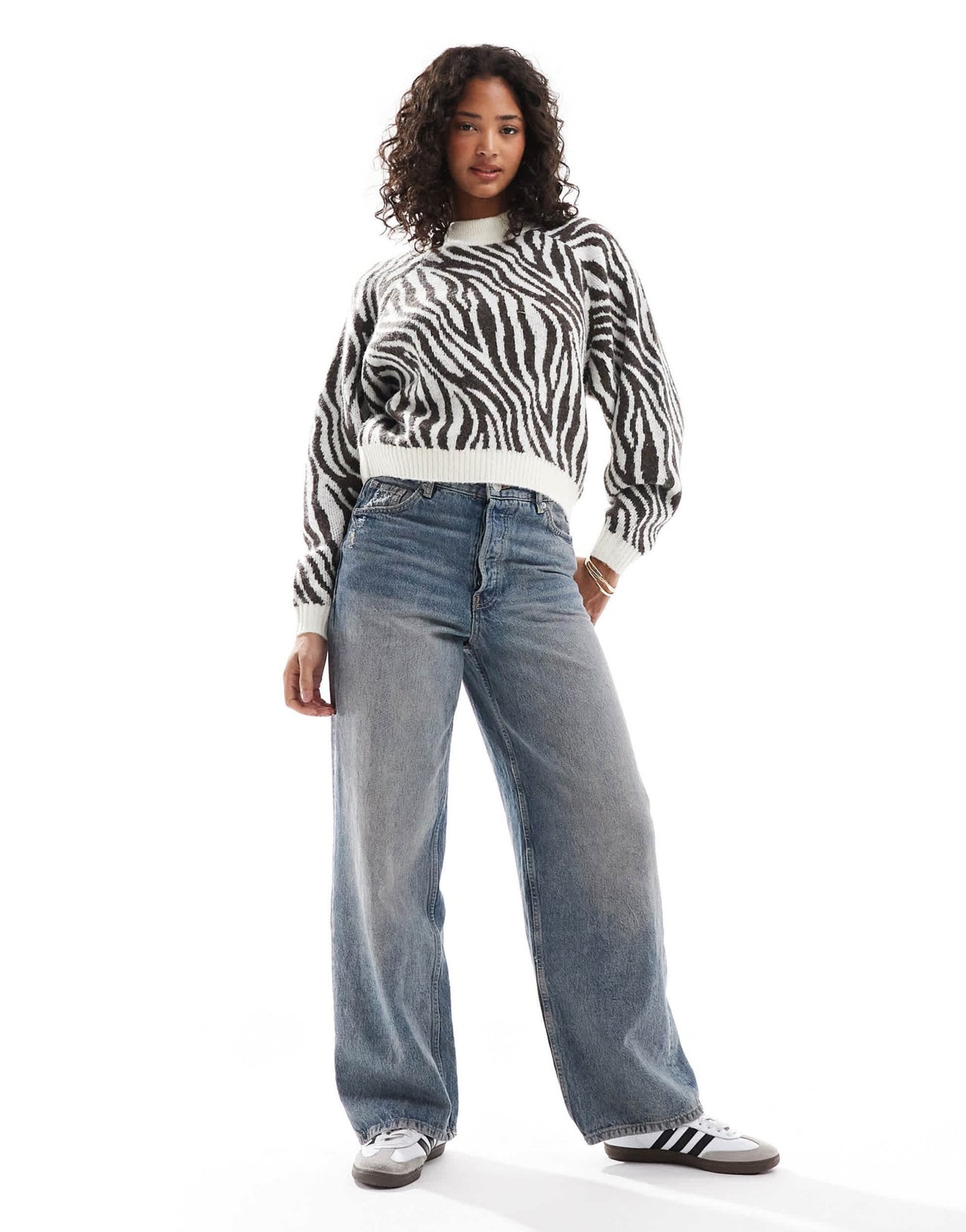 Threadbare high neck knitted jumper in zebra print - ASOS Sample Sale EU Store