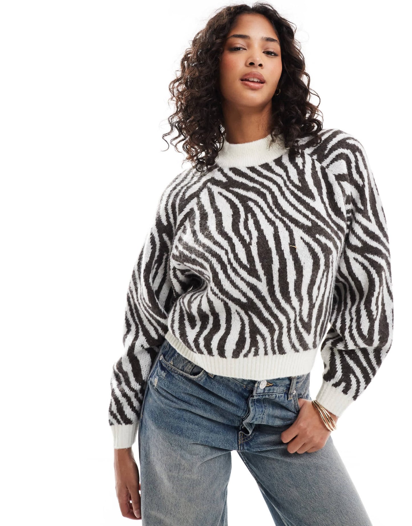 Threadbare high neck knitted jumper in zebra print - ASOS Sample Sale EU Store