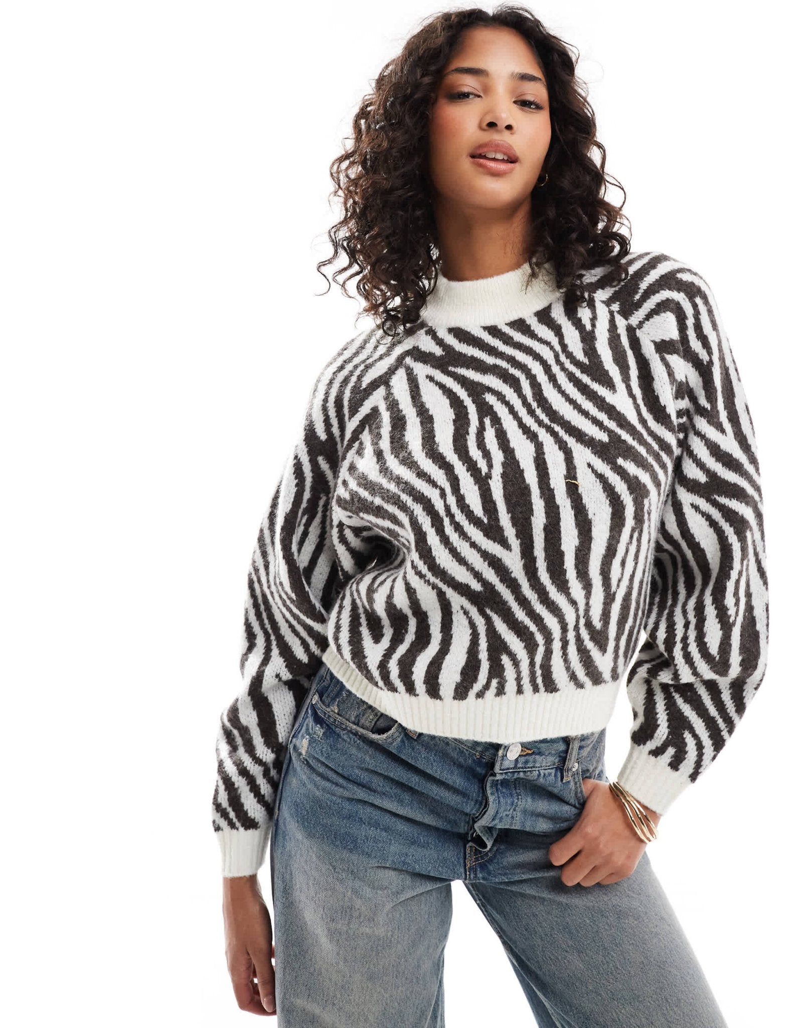 Threadbare high neck knitted jumper in zebra print - ASOS Sample Sale EU Store