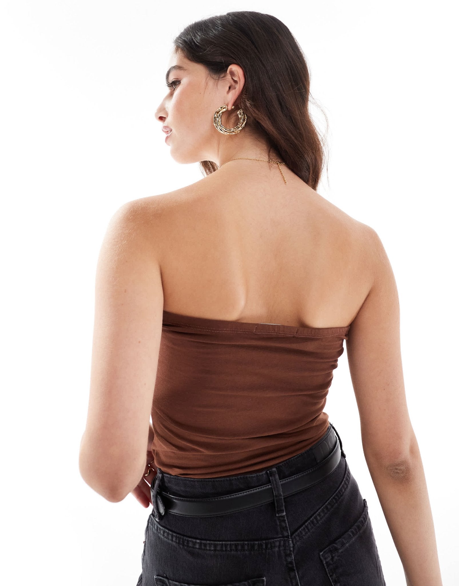 Threadbare jersey bandeau bodysuit in chocolate brown - ASOS Sample Sale EU Store
