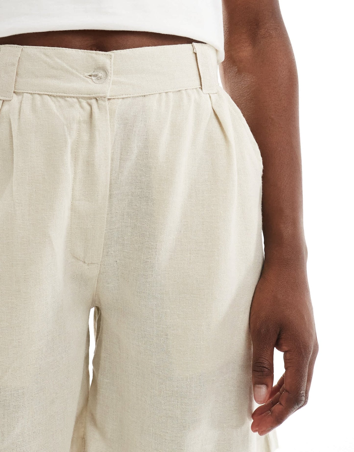 Threadbare linen blend shorts in stone - ASOS Sample Sale EU Store