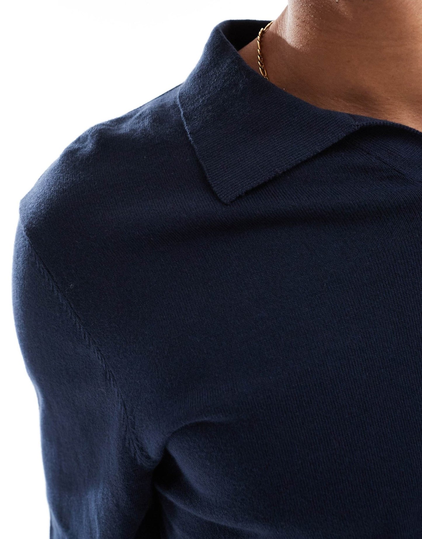 Threadbare long sleeve trophy neck knitted top in navy - ASOS Sample Sale EU Store