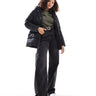 Threadbare mid length puffer jacket in black