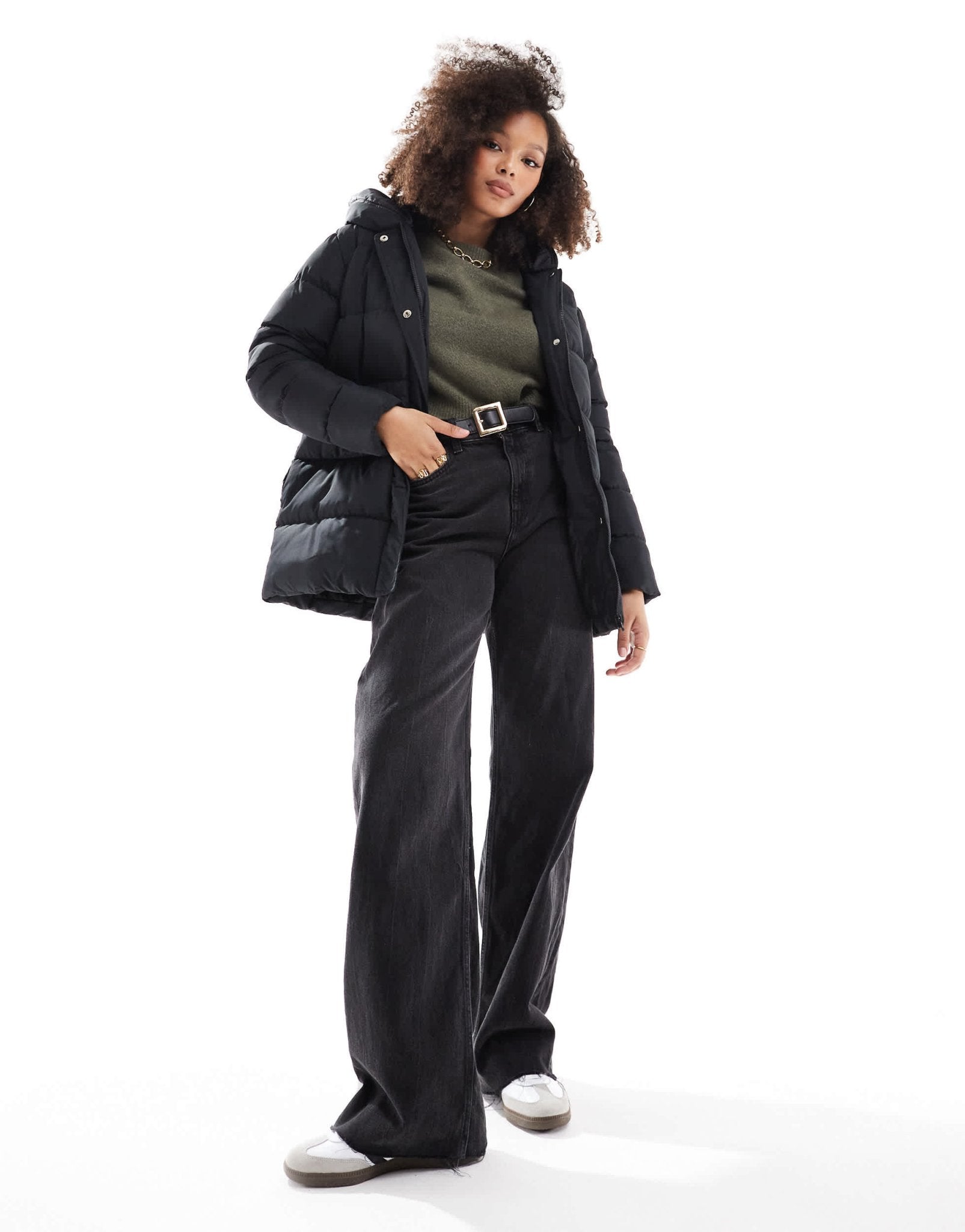 Threadbare mid length puffer jacket in black - ASOS Sample Sale EU Store