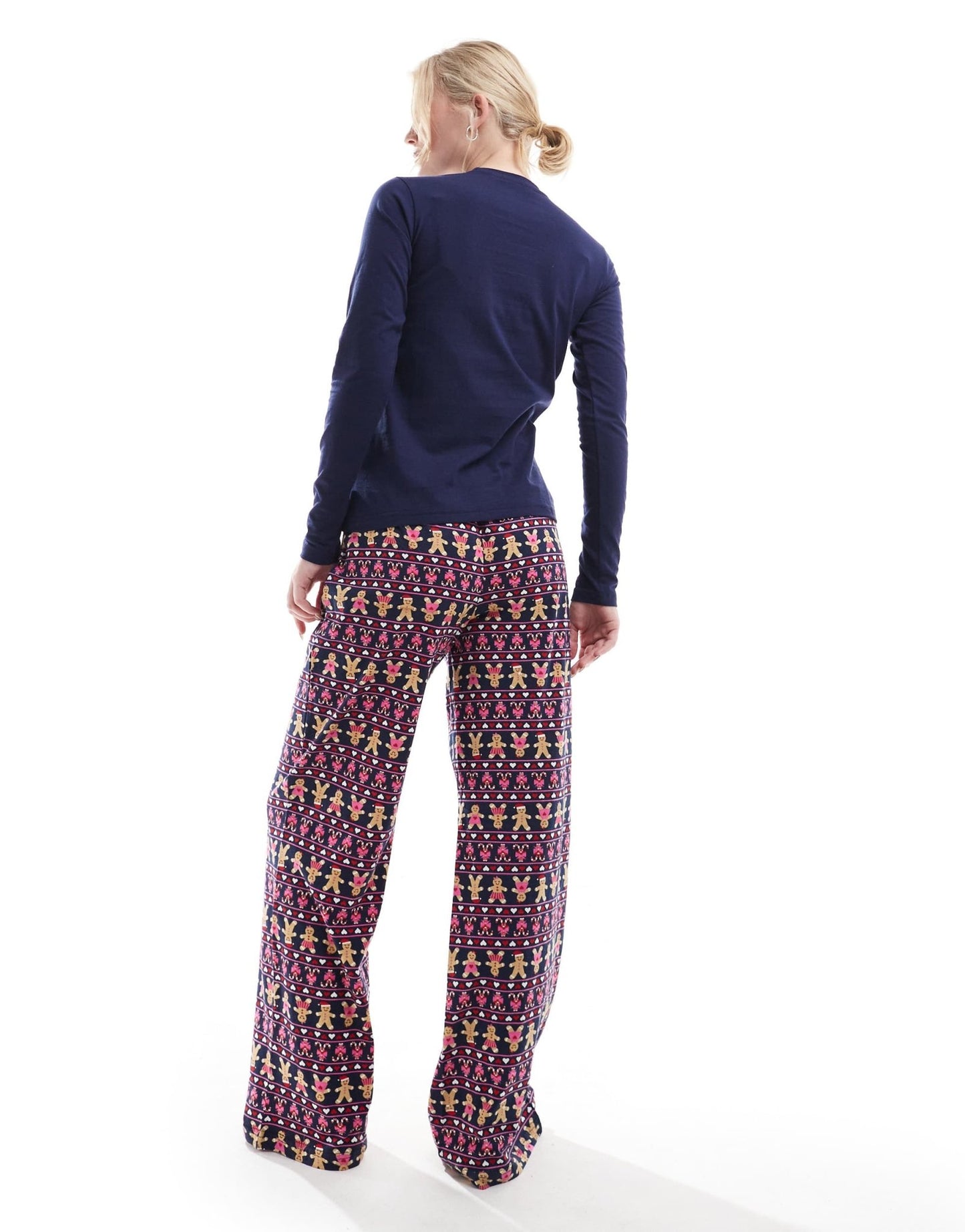 Threadbare novelty gingerbread long pyjama set in navy - ASOS Sample Sale EU Store