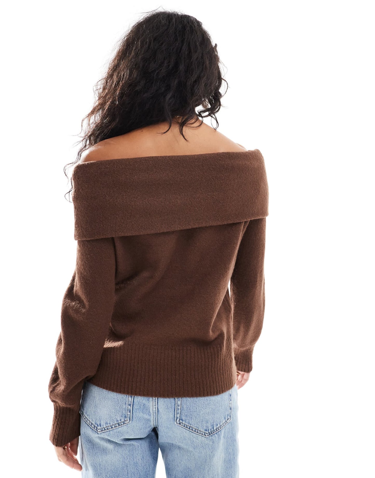 Threadbare off shoulder jumper in brown - ASOS Sample Sale EU Store