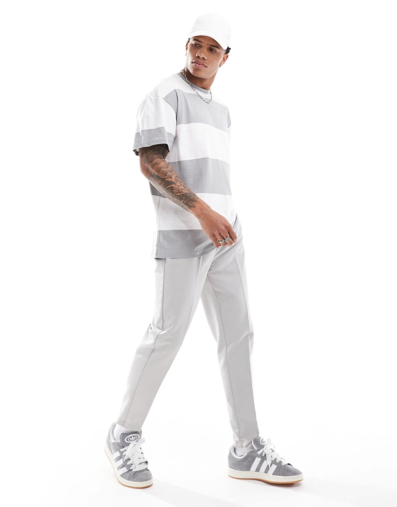 Threadbare oversized stripe t-shirt in grey - ASOS Sample Sale EU Store