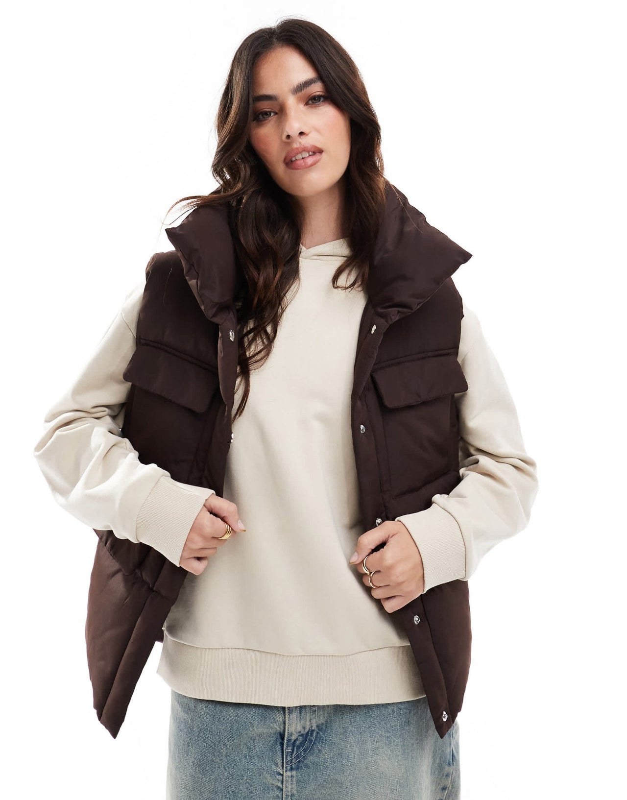 Threadbare padded gilet in brown - ASOS Sample Sale EU Store