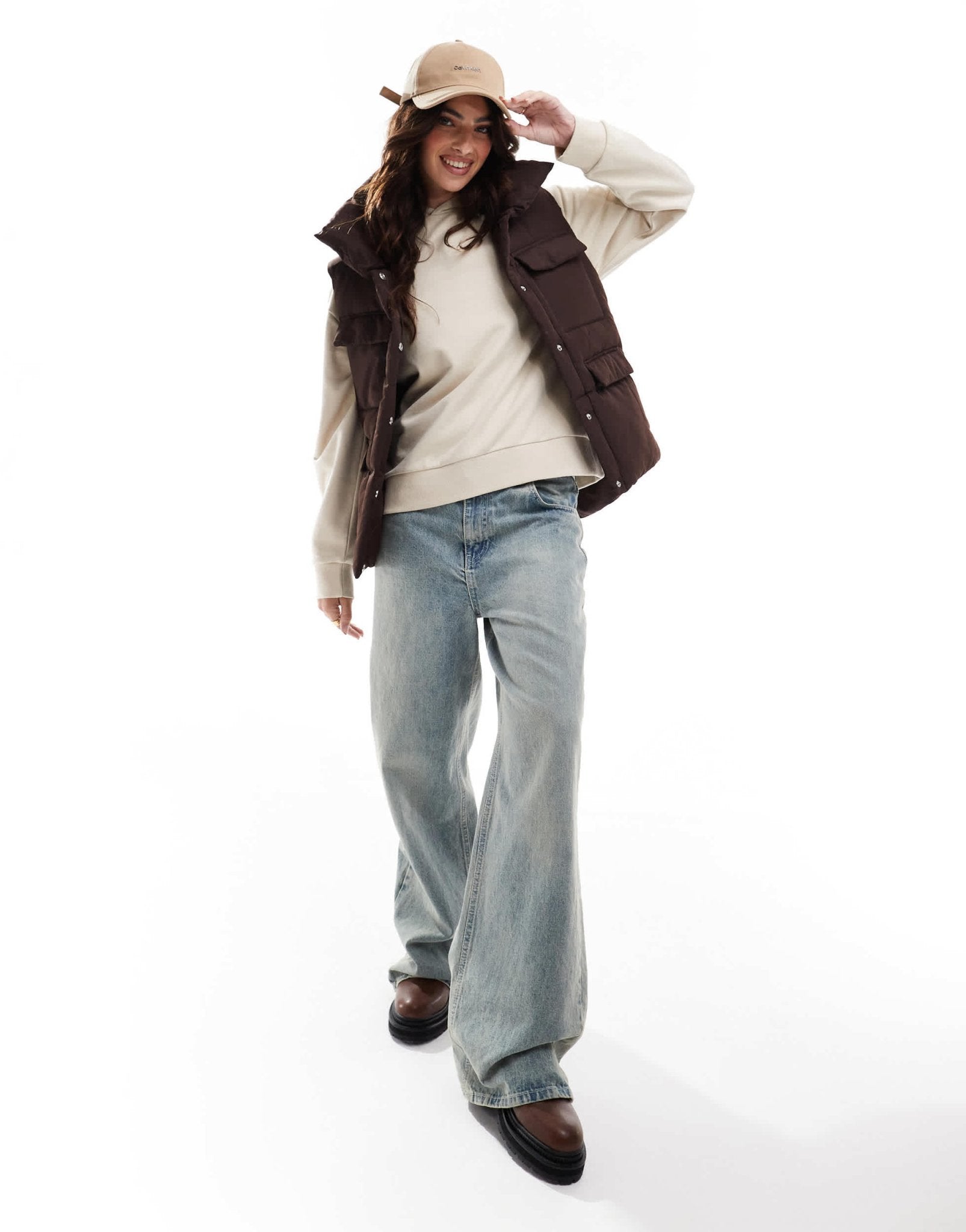 Threadbare padded gilet in brown - ASOS Sample Sale EU Store