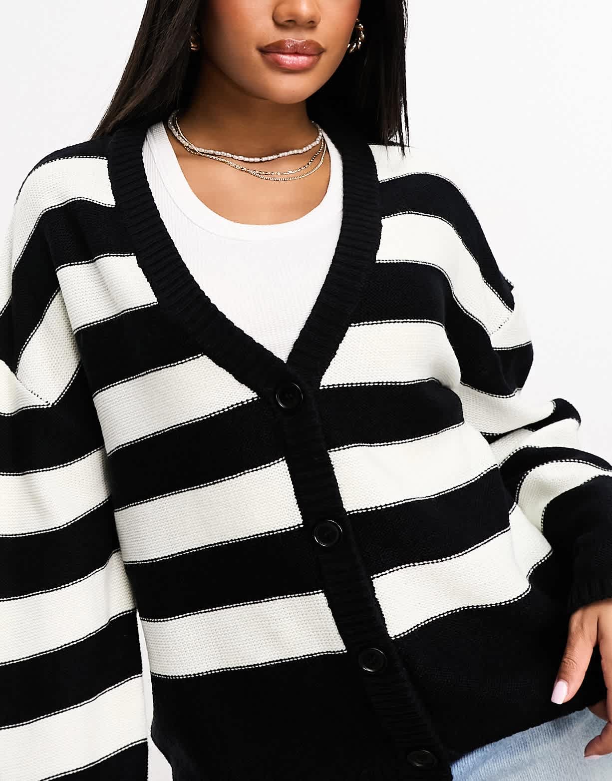 Threadbare Ruby cardigan in black and white stripe - ASOS Sample Sale EU Store