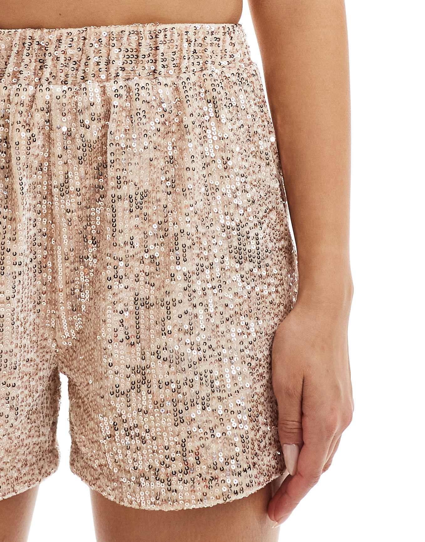 Threadbare sequin mini shorts in gold - ASOS Sample Sale EU Store