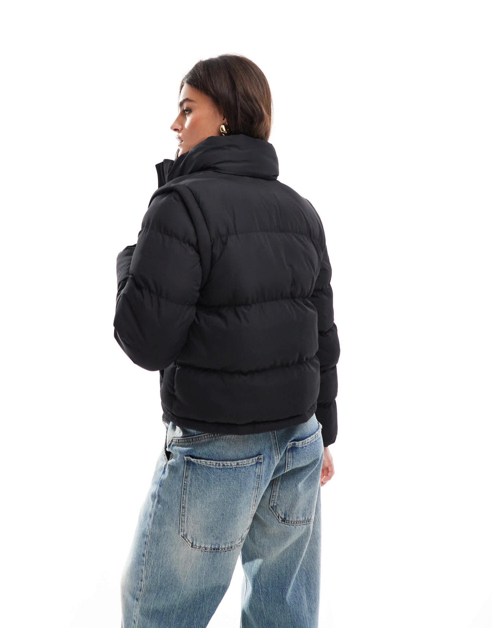 Threadbare short zip up puffer in black - ASOS Sample Sale EU Store