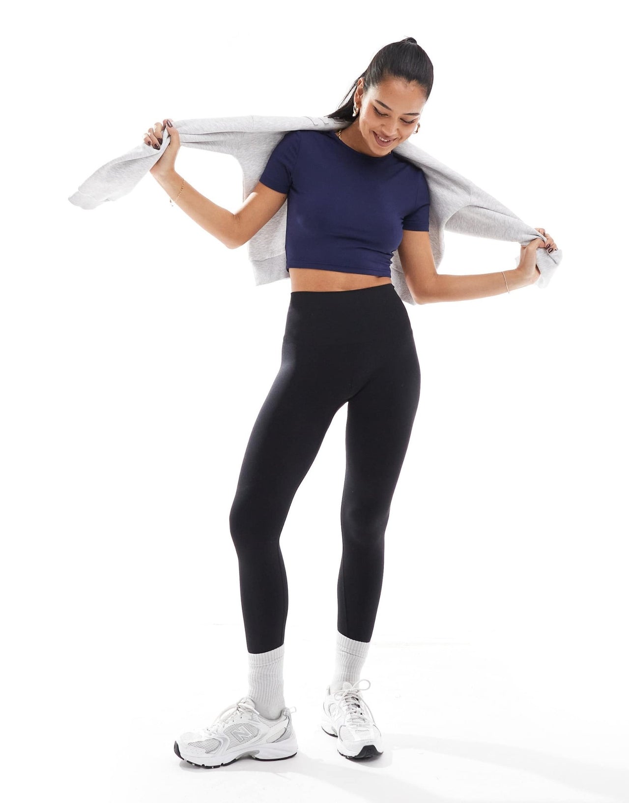 Threadbare super stretch crop tee in navy - ASOS Sample Sale EU Store