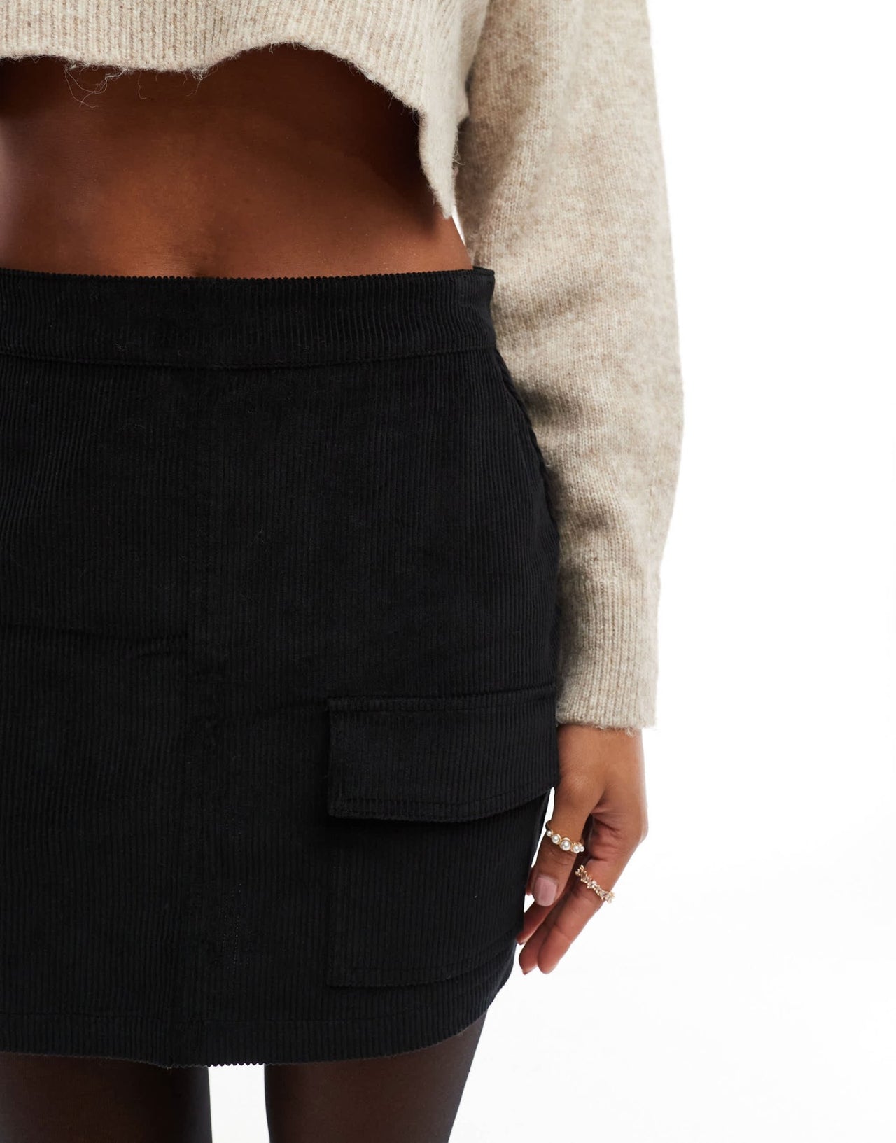 Threadbare velvet cord mini skirt in black - ASOS Sample Sale EU Store