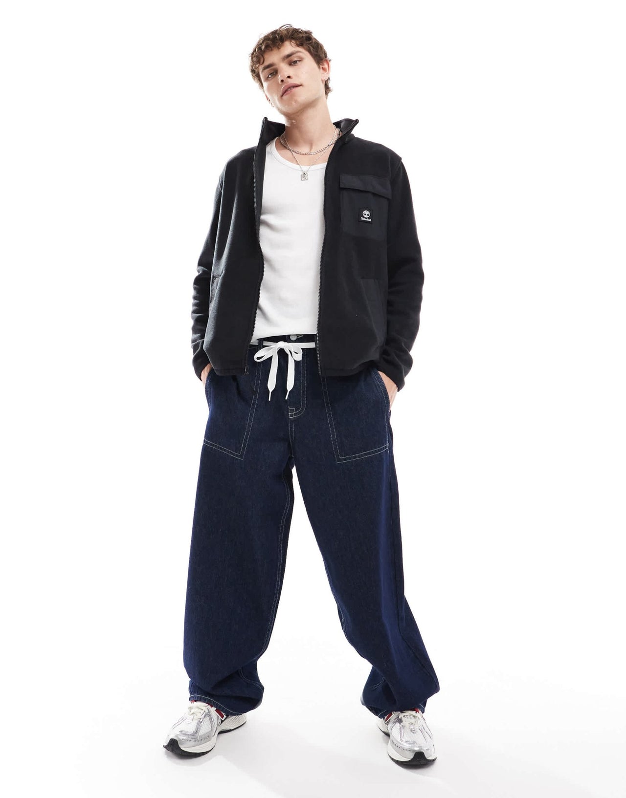 Timberland contrast pocket full zip fleece jacket in black - ASOS Sample Sale EU Store