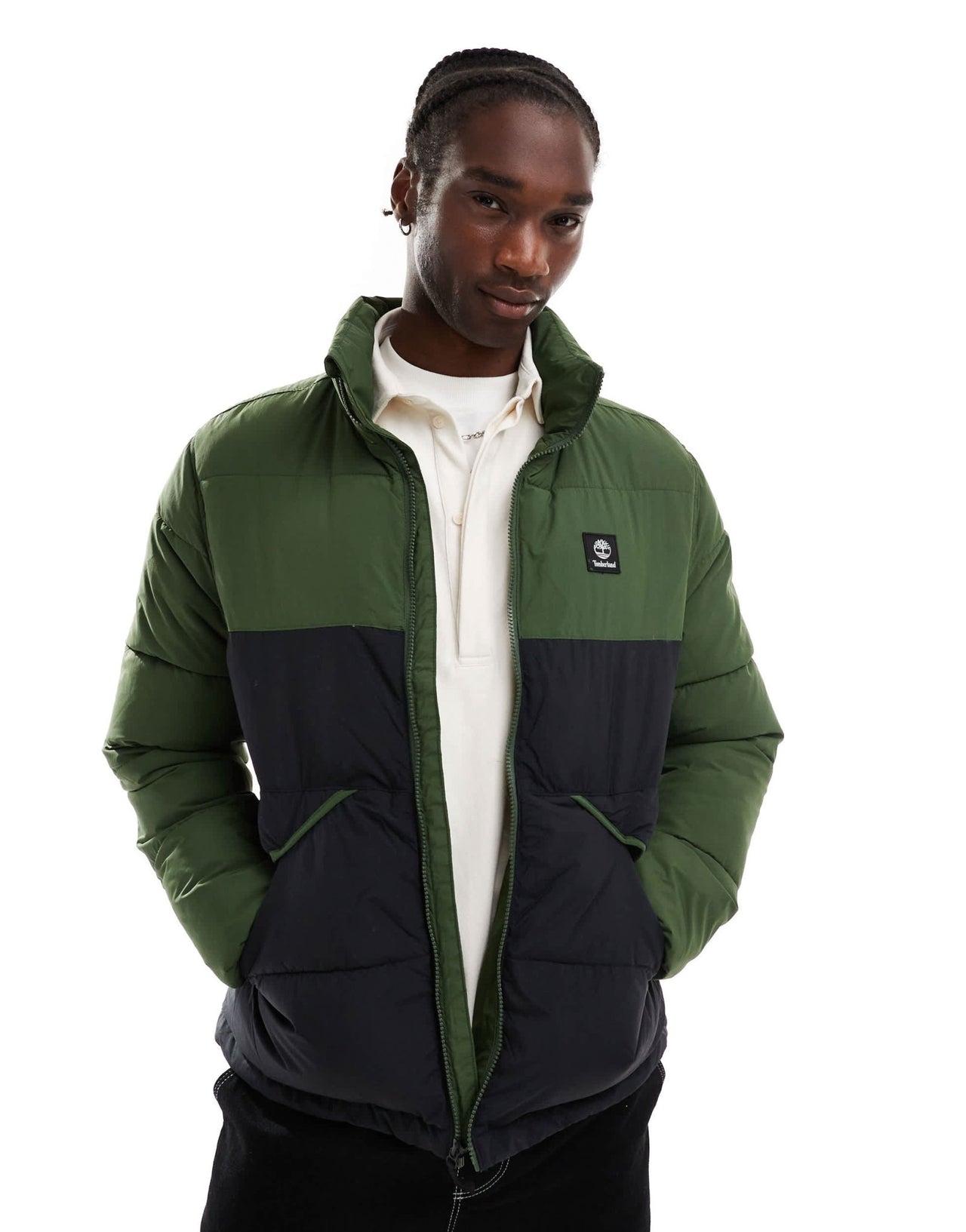 Timberland small logo puffer jacket in two tone green - ASOS Sample Sale EU Store