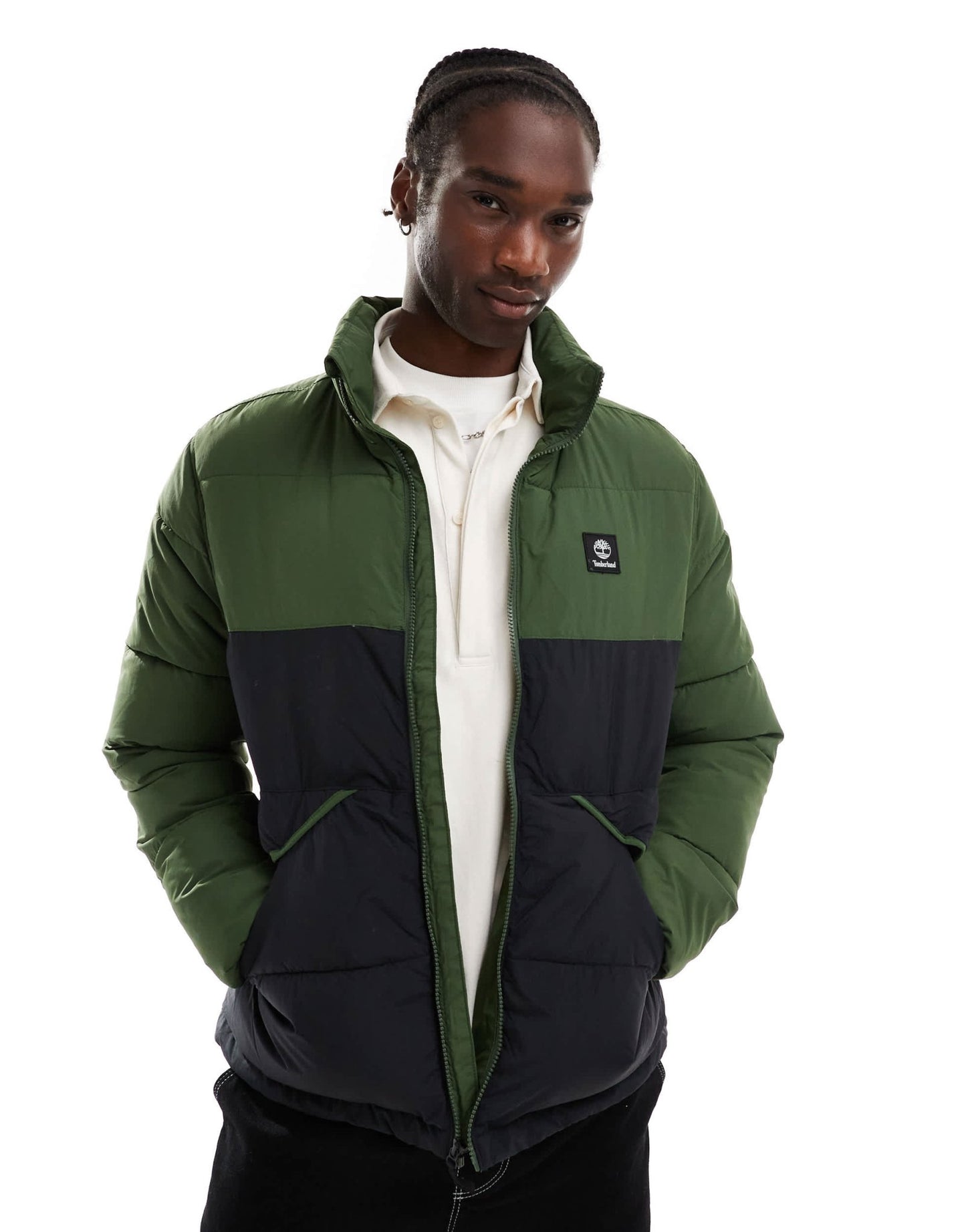 Timberland small logo puffer jacket in two tone green - ASOS Sample Sale EU Store