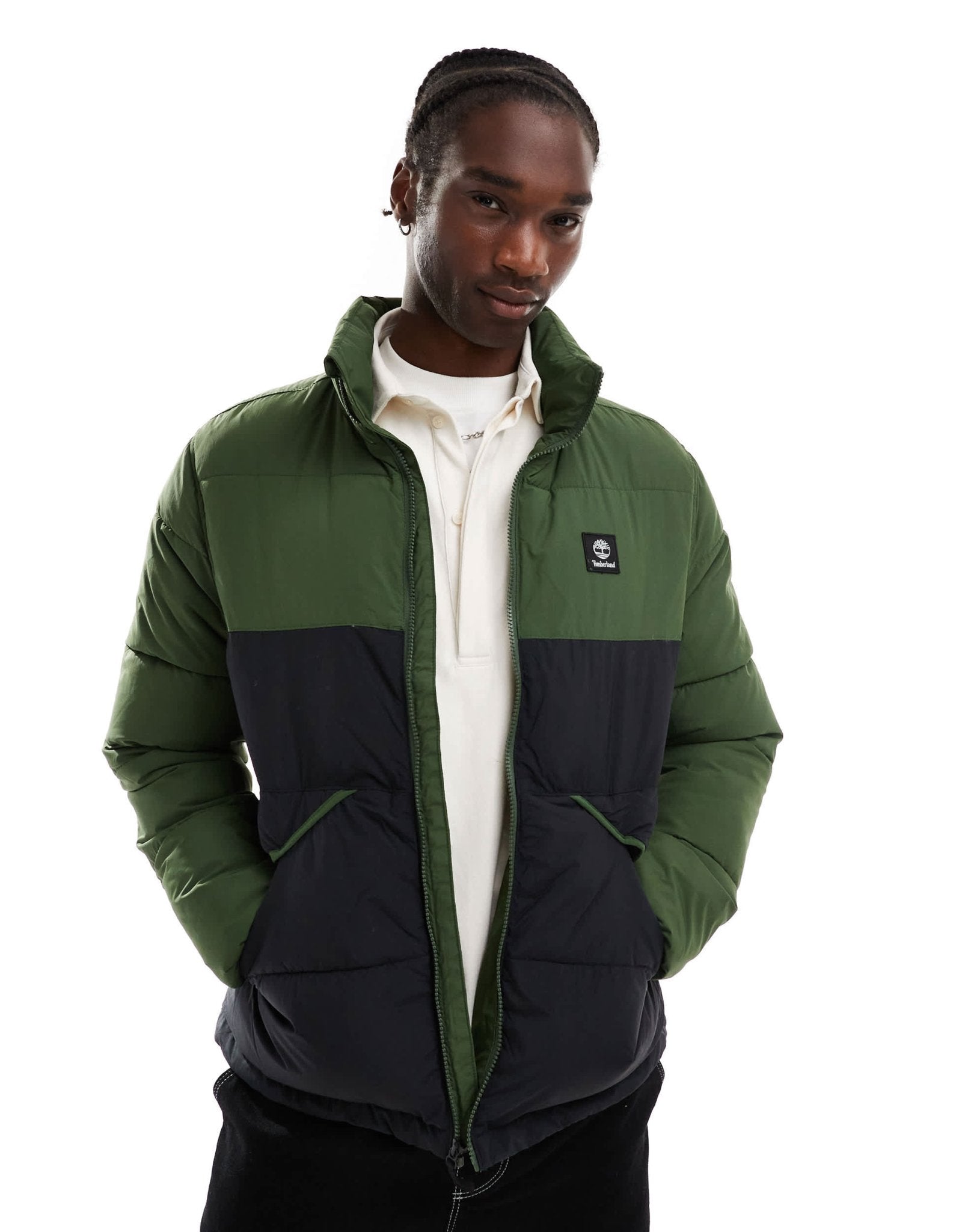 Timberland small logo puffer jacket in two tone green - ASOS Sample Sale EU Store