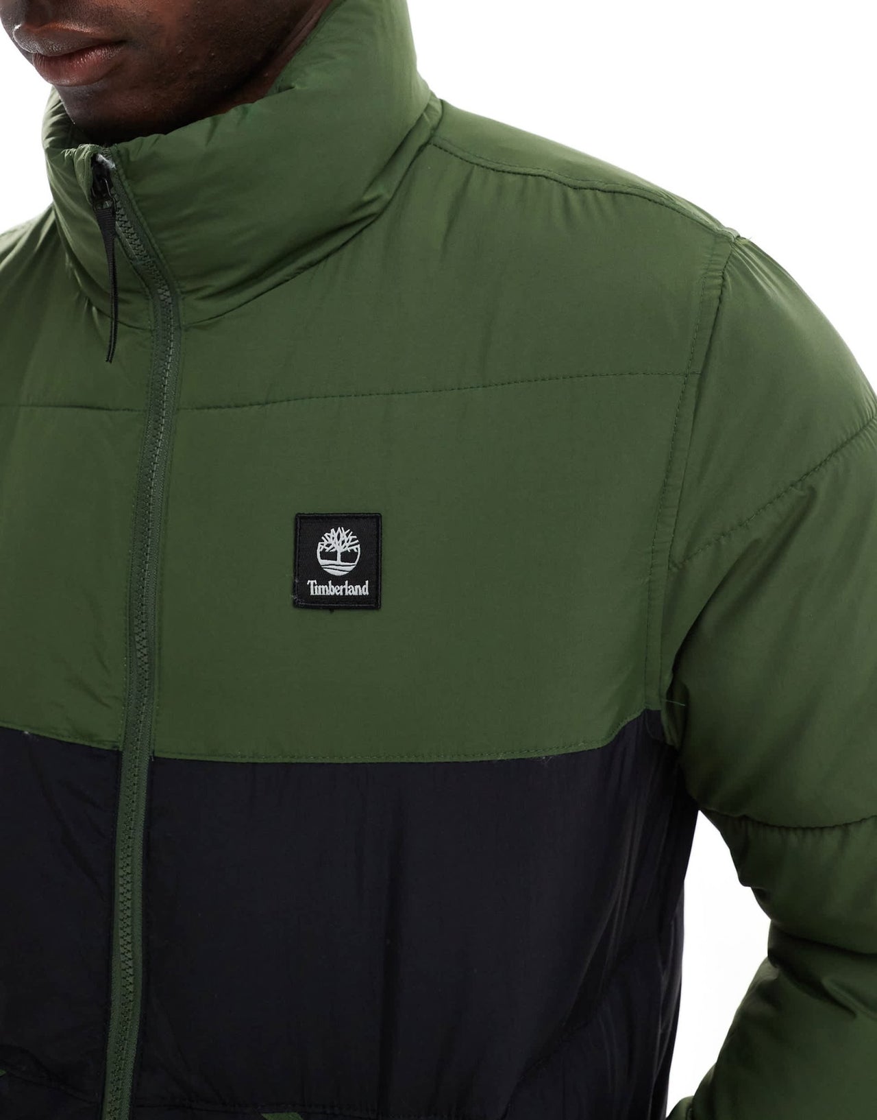 Timberland small logo puffer jacket in two tone green - ASOS Sample Sale EU Store