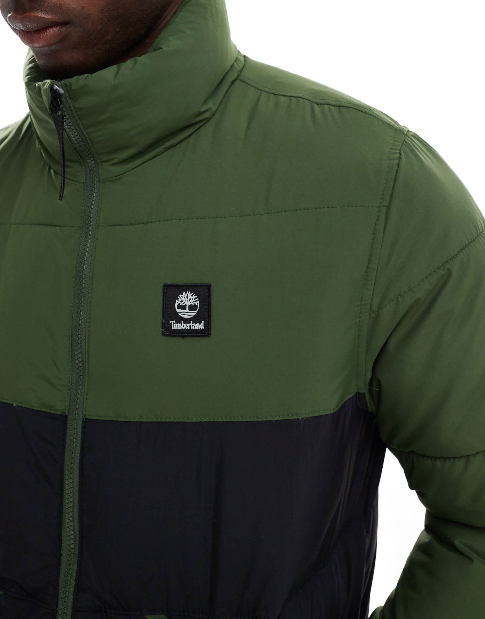 Timberland small logo puffer jacket in two tone green - ASOS Sample Sale EU Store