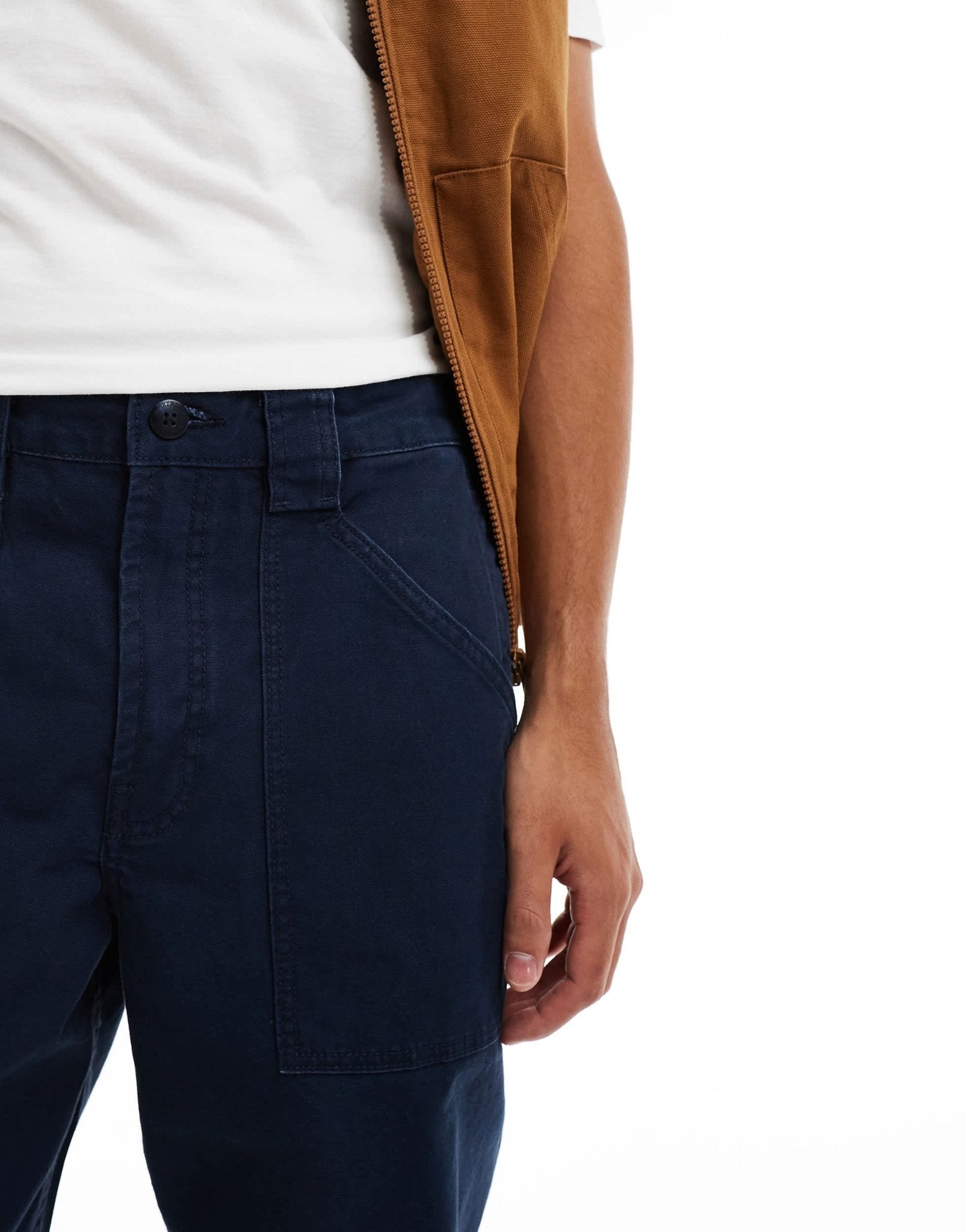Timberland washed canvas regular fit workwear pants in navy - ASOS Sample Sale EU Store
